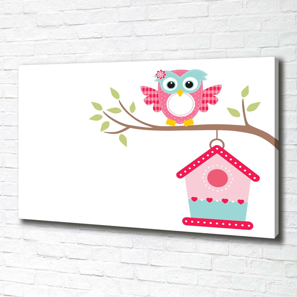 Tableau toile imprimée Hibou sur une branche