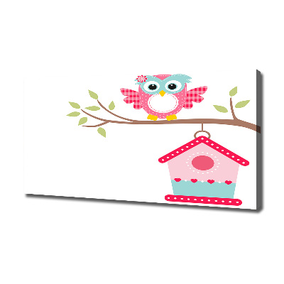 Tableau toile imprimée Hibou sur une branche