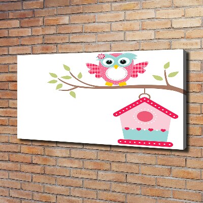 Tableau toile imprimée Hibou sur une branche