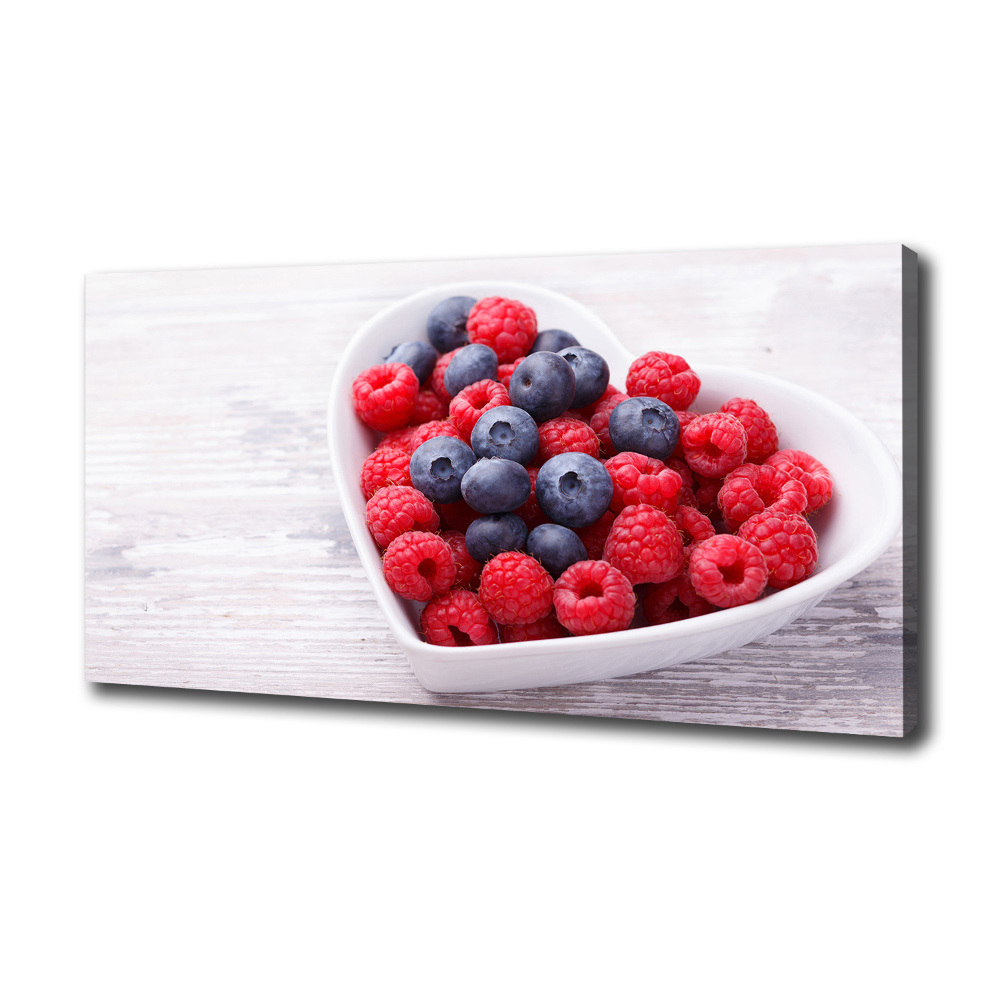 Tableau sur toile Framboises et myrtilles