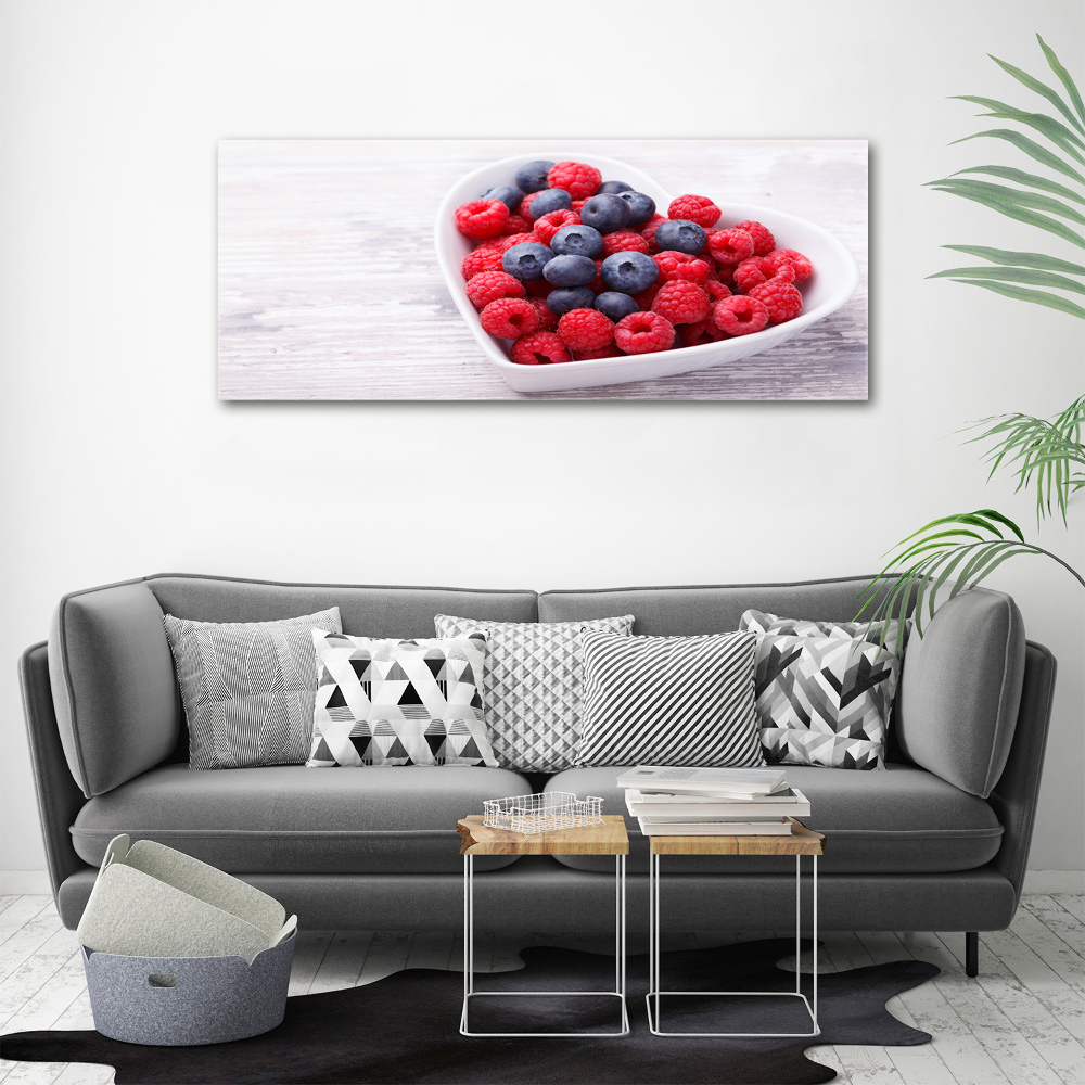 Tableau sur toile Framboises et myrtilles