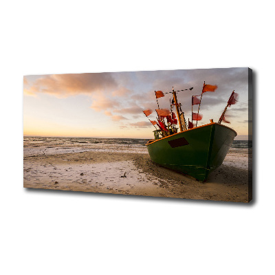 Tableau toile imprimée Bateau de pêche sur la plage