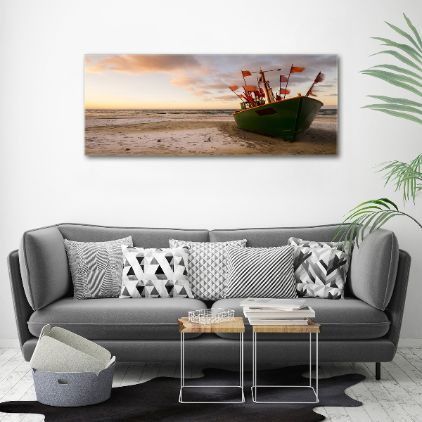 Tableau toile imprimée Bateau de pêche sur la plage