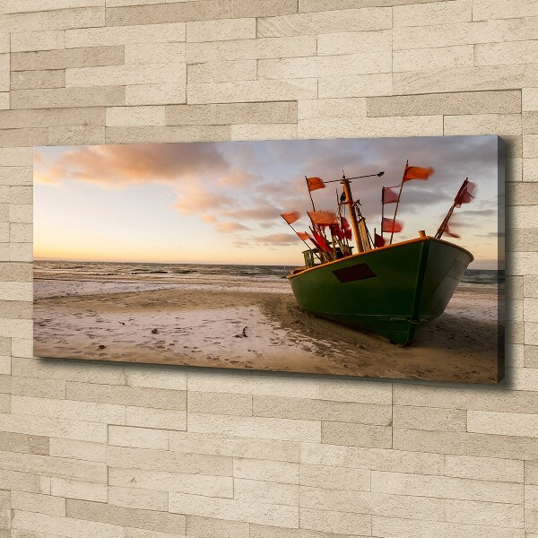 Tableau toile imprimée Bateau de pêche sur la plage