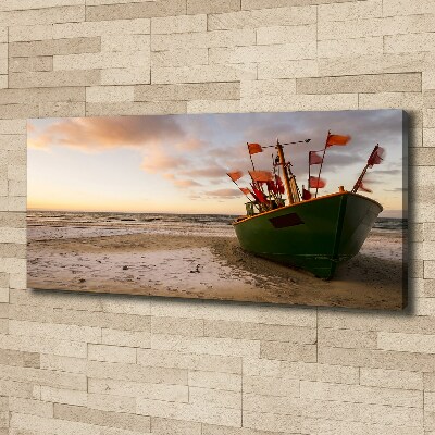 Tableau toile imprimée Bateau de pêche sur la plage