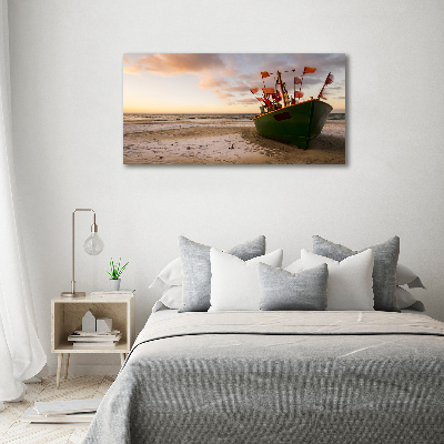 Tableau toile imprimée Bateau de pêche sur la plage