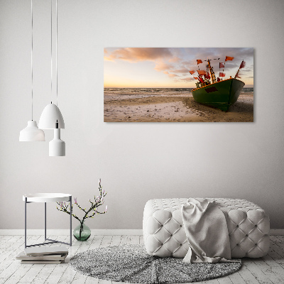 Tableau toile imprimée Bateau de pêche sur la plage