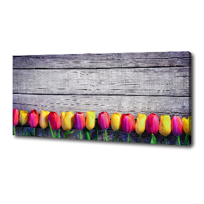 Tableau imprimé sur toile Tulipes sur bois