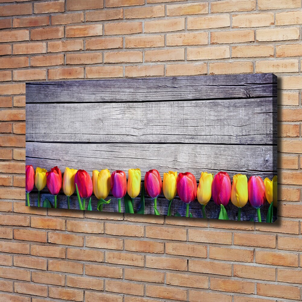 Tableau imprimé sur toile Tulipes sur bois