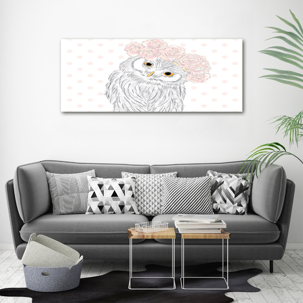 Tableau sur toile Hibou dans une guirlande