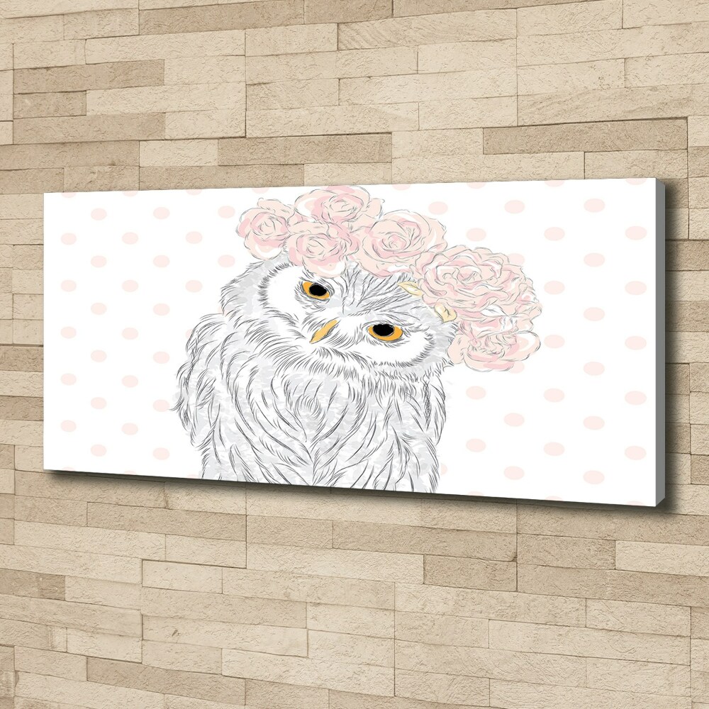 Tableau sur toile Hibou dans une guirlande