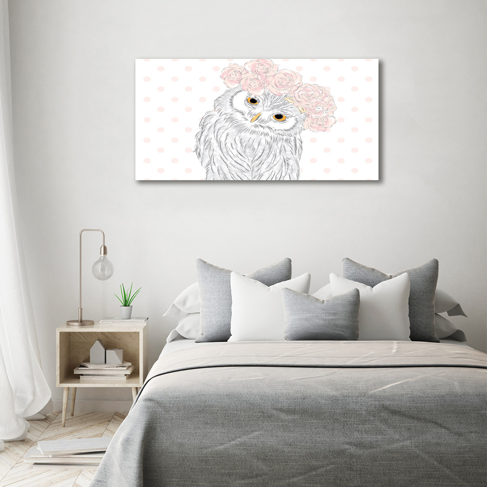 Tableau sur toile Hibou dans une guirlande