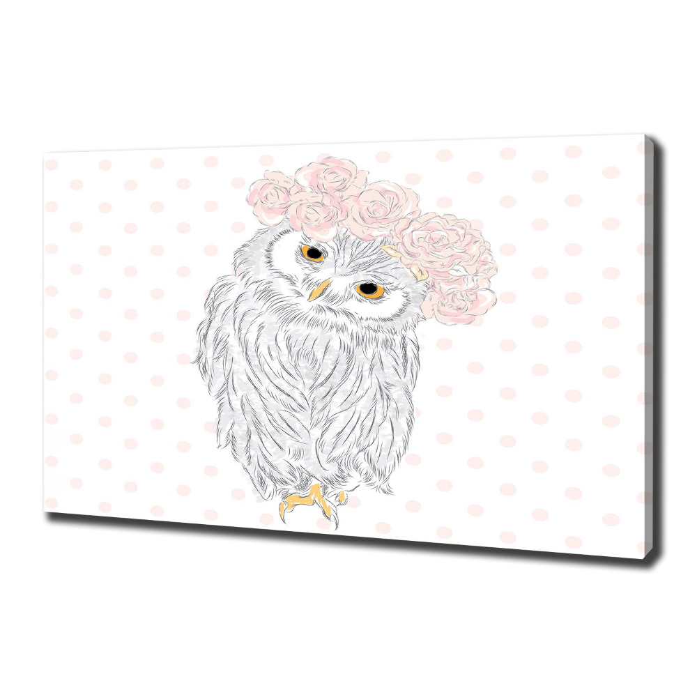 Tableau sur toile Hibou dans une guirlande