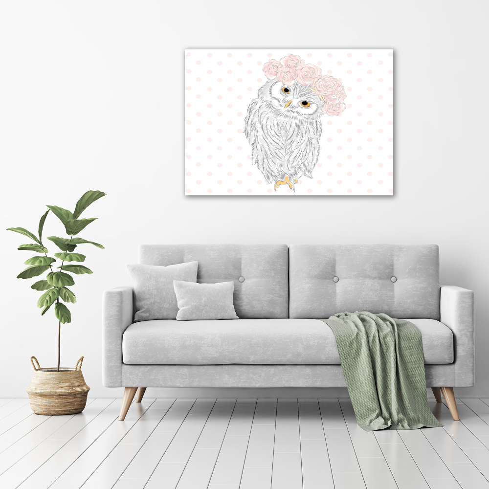 Tableau sur toile Hibou dans une guirlande