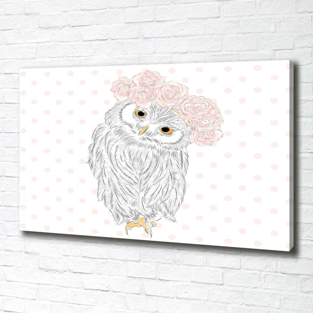 Tableau sur toile Hibou dans une guirlande