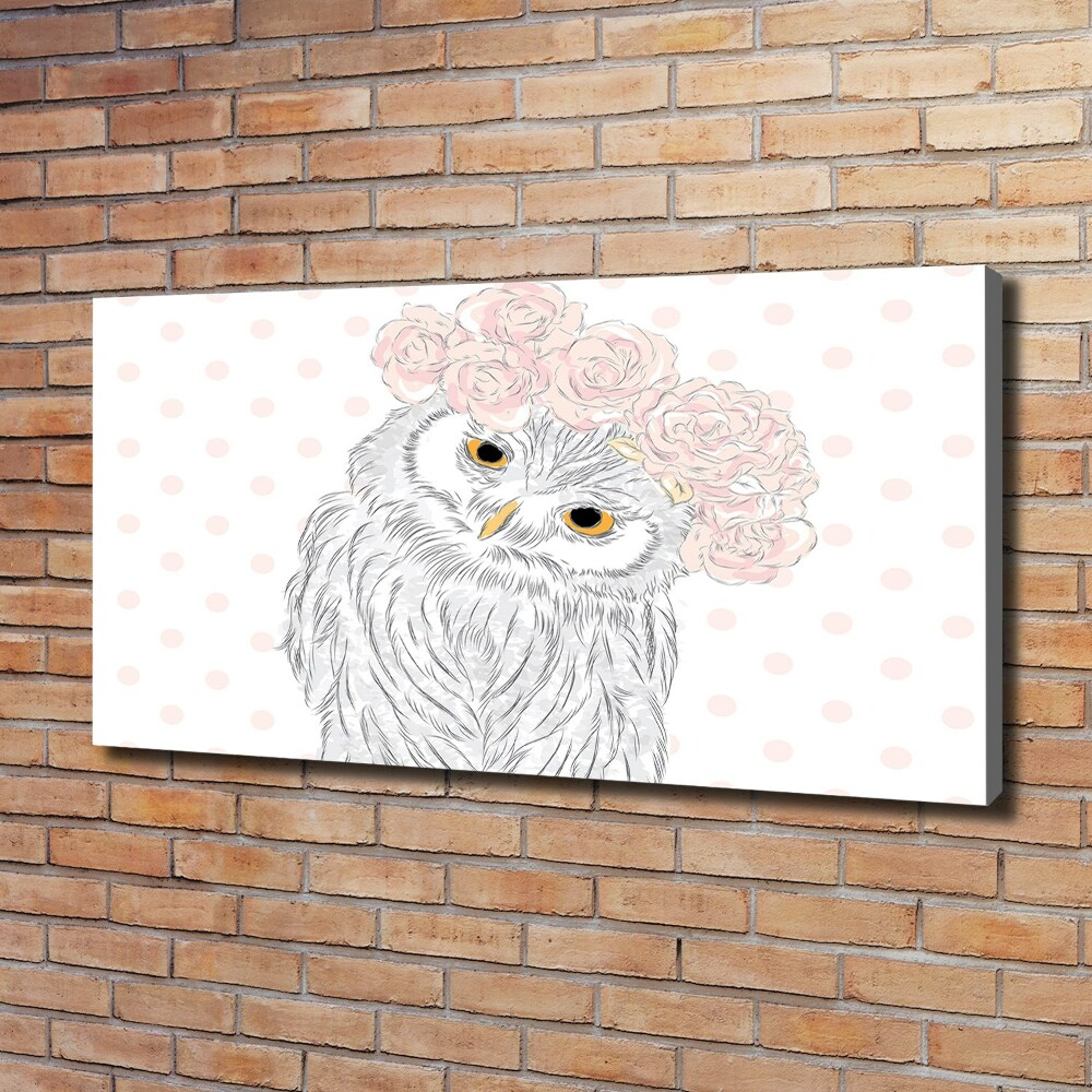 Tableau sur toile Hibou dans une guirlande