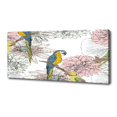 Tableau mural sur toile Perroquets et fleurs