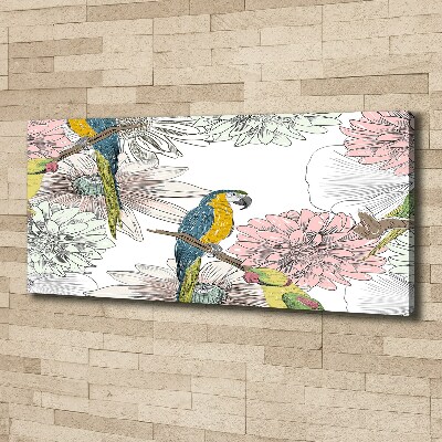 Tableau mural sur toile Perroquets et fleurs