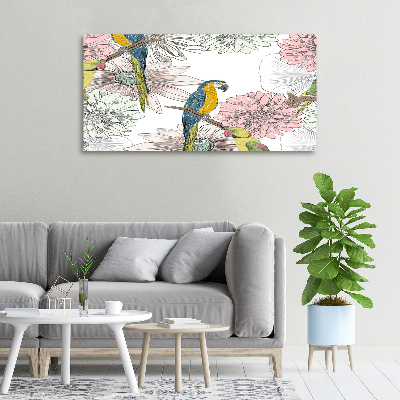 Tableau mural sur toile Perroquets et fleurs