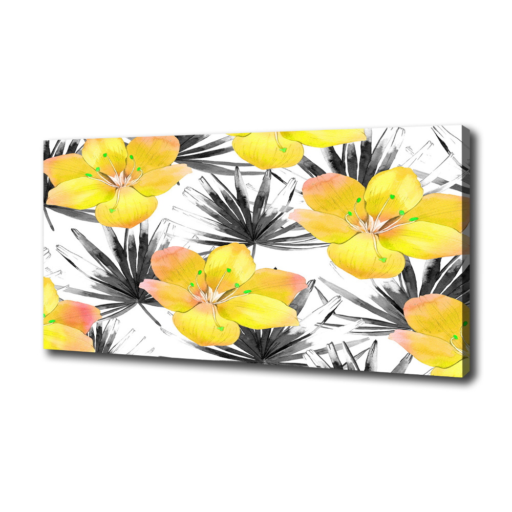 Tableau toile imprimée Fleurs exotiques jaunes