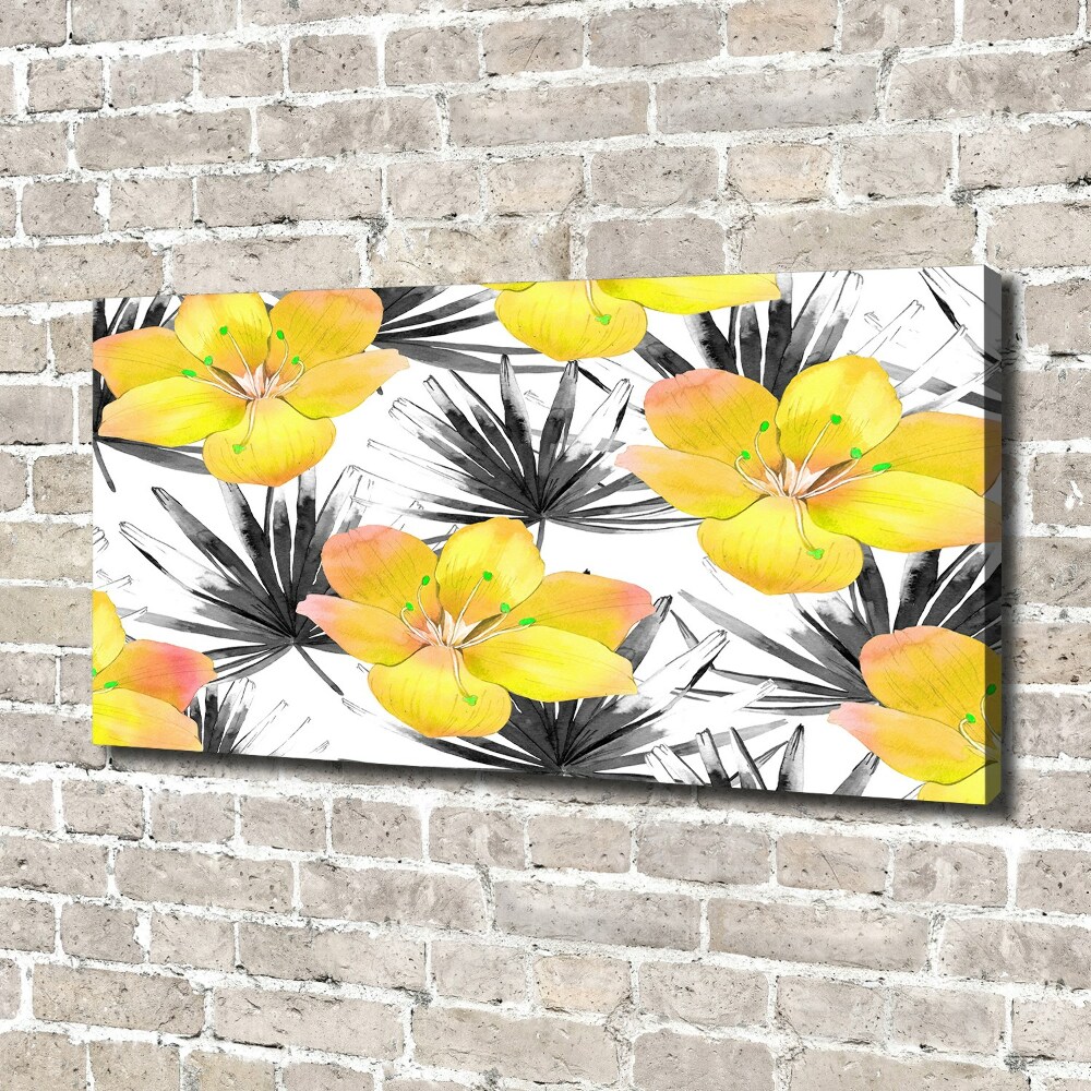 Tableau toile imprimée Fleurs exotiques jaunes