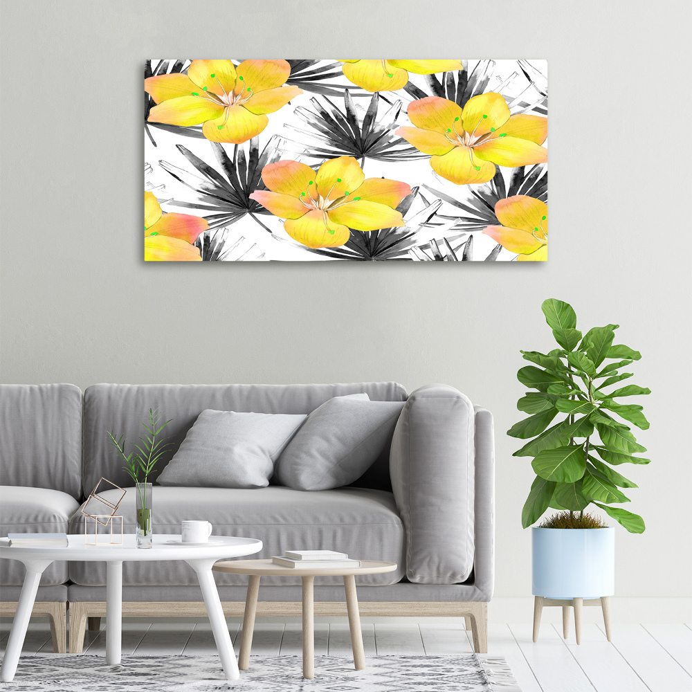 Tableau toile imprimée Fleurs exotiques jaunes