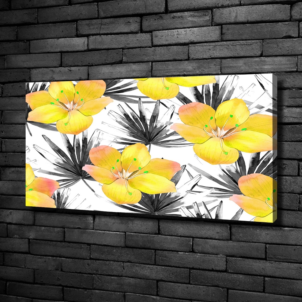 Tableau toile imprimée Fleurs exotiques jaunes