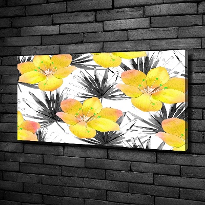 Tableau toile imprimée Fleurs exotiques jaunes