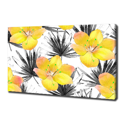 Tableau toile imprimée Fleurs exotiques jaunes