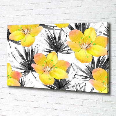 Tableau toile imprimée Fleurs exotiques jaunes