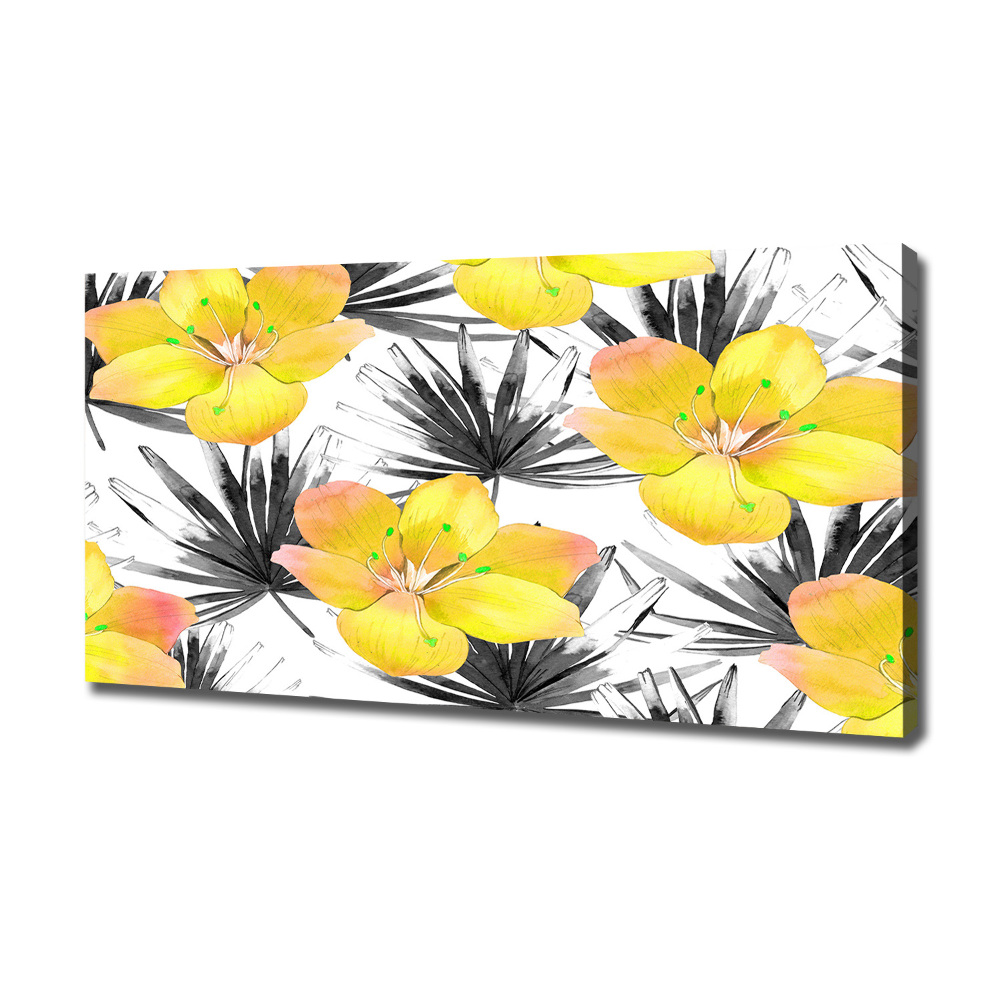 Tableau toile imprimée Fleurs exotiques jaunes