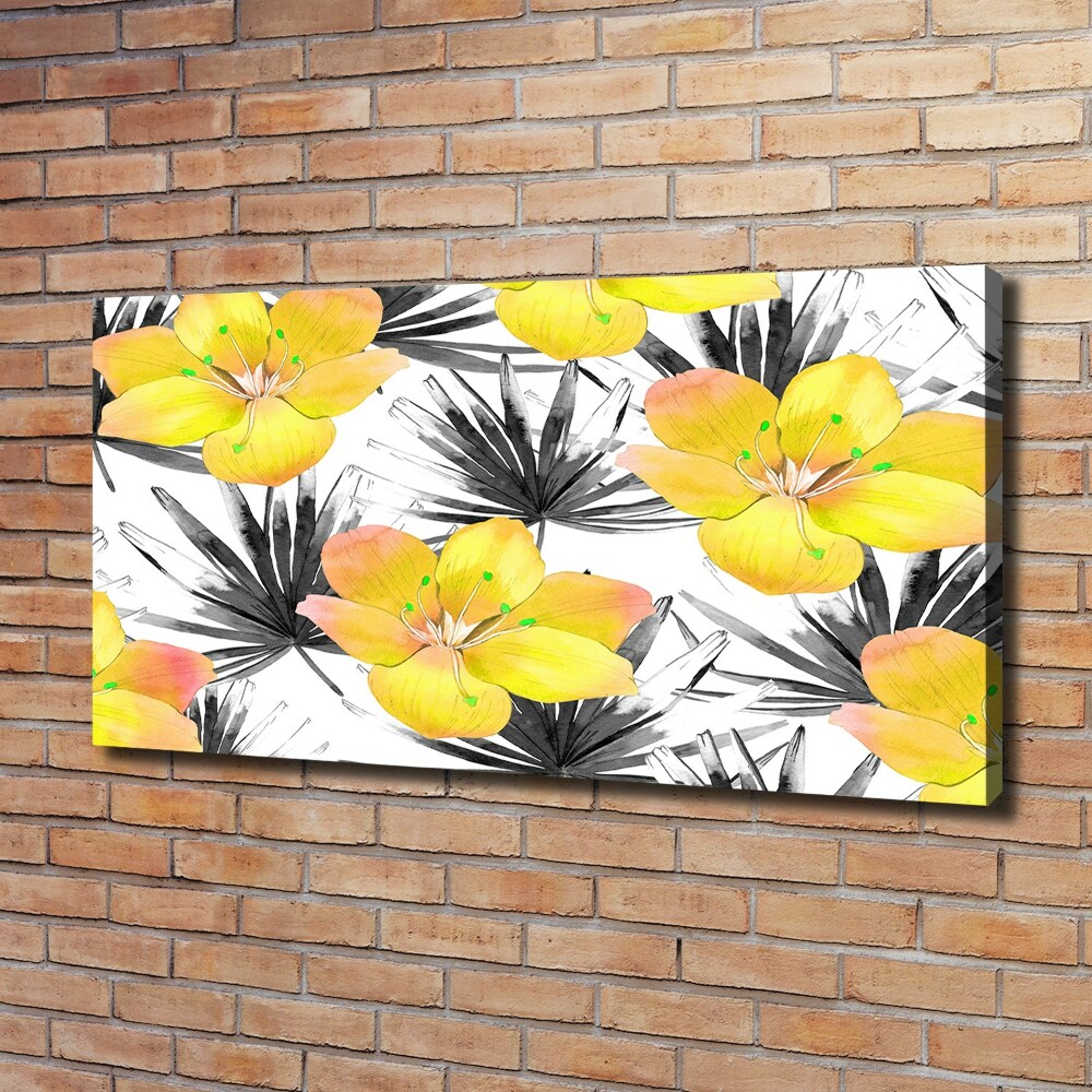 Tableau toile imprimée Fleurs exotiques jaunes