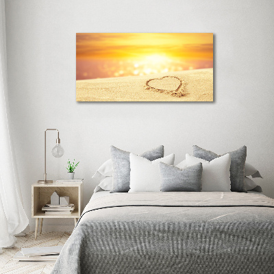 Tableau mural sur toile Coeur sur sable