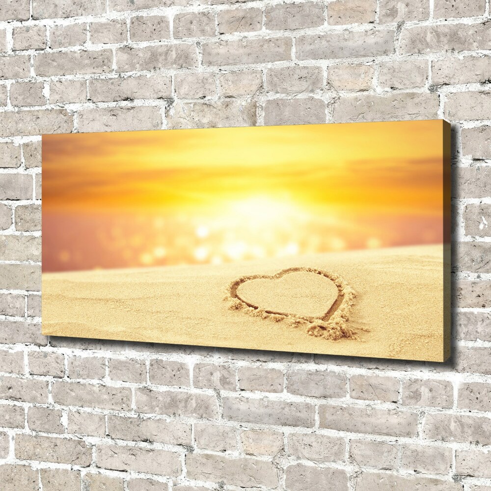 Tableau mural sur toile Coeur sur sable