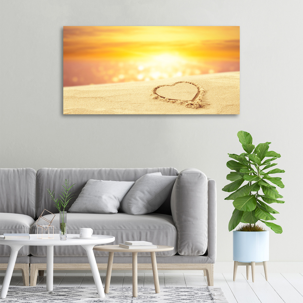 Tableau mural sur toile Coeur sur sable