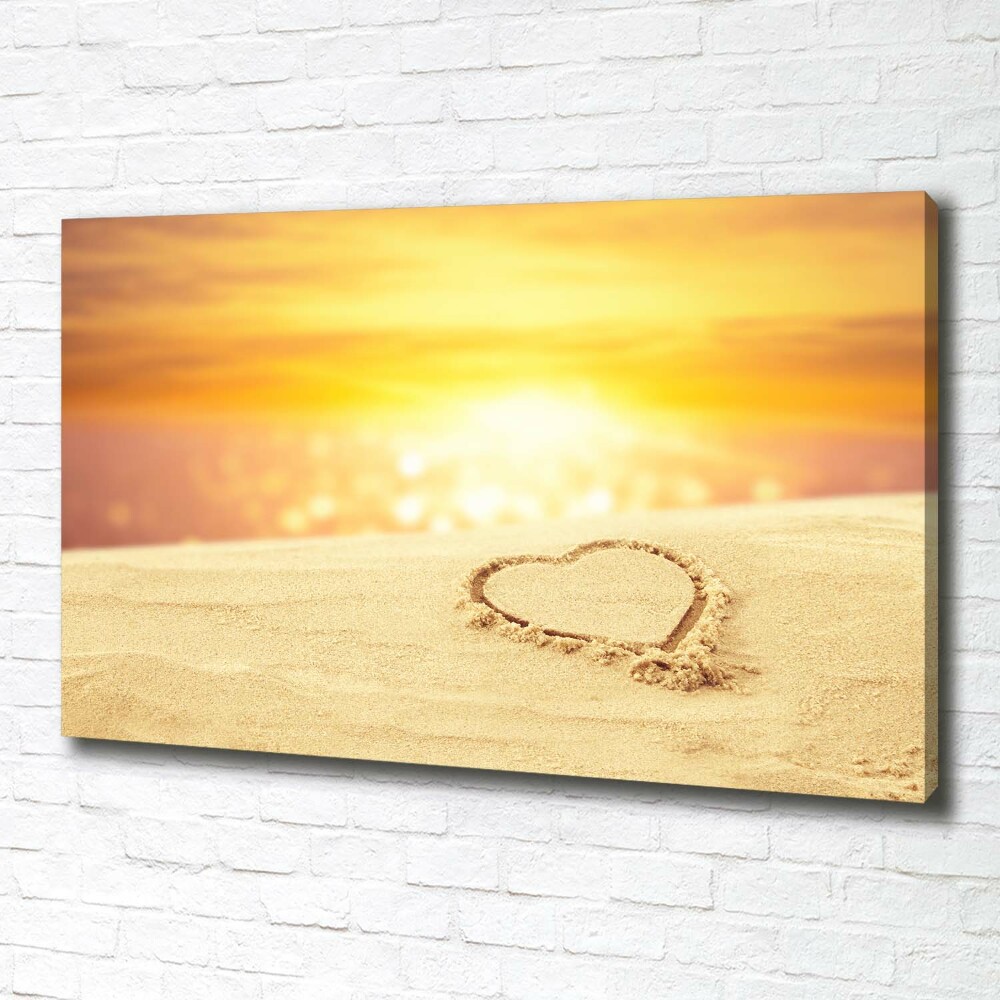 Tableau mural sur toile Coeur sur sable