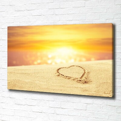 Tableau mural sur toile Coeur sur sable