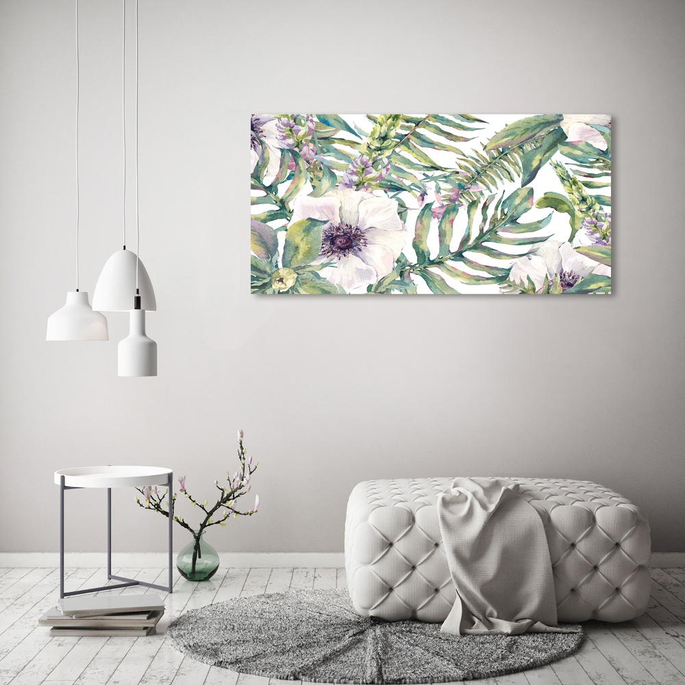 Tableau photo sur toile Fougères et fleurs