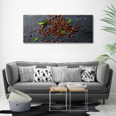 Tableau imprimé sur toile Grains de café fond en ciment