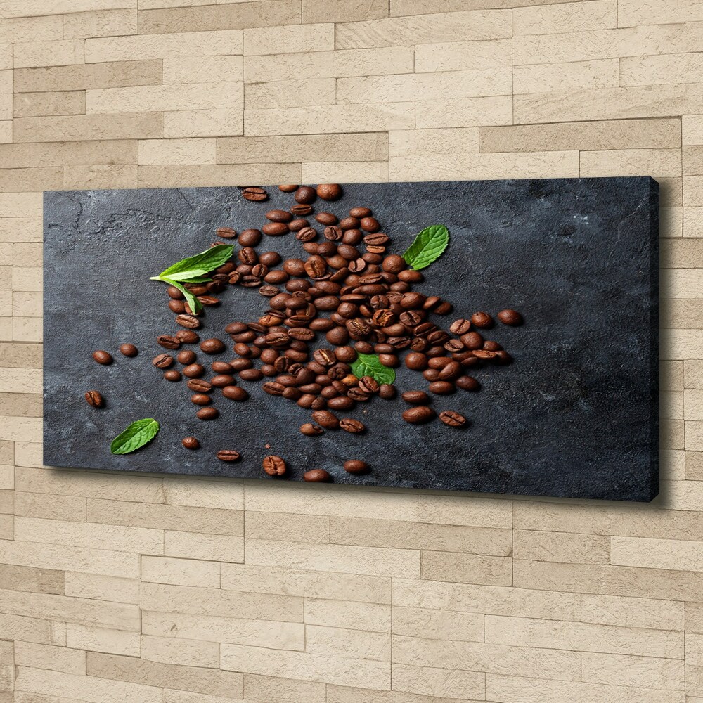 Tableau imprimé sur toile Grains de café fond en ciment