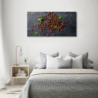 Tableau imprimé sur toile Grains de café fond en ciment