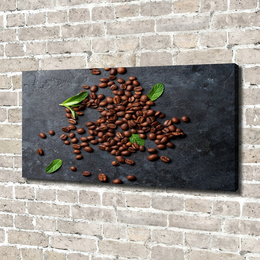 Tableau imprimé sur toile Grains de café fond en ciment