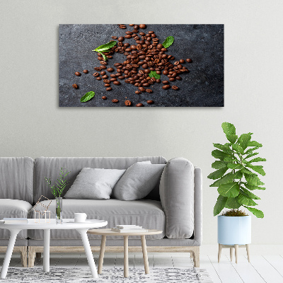 Tableau imprimé sur toile Grains de café fond en ciment