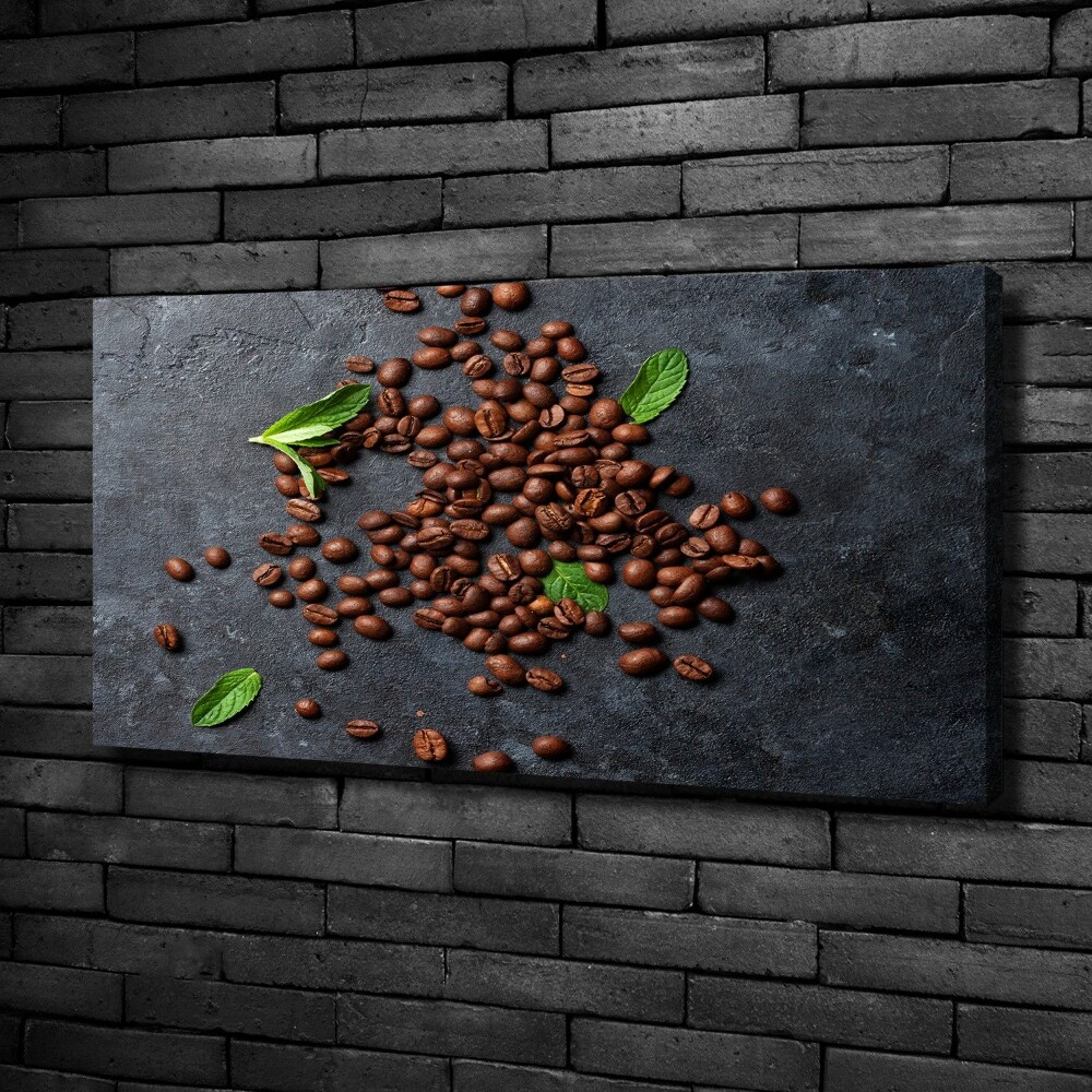 Tableau imprimé sur toile Grains de café fond en ciment