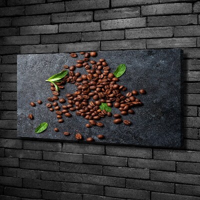 Tableau imprimé sur toile Grains de café fond en ciment