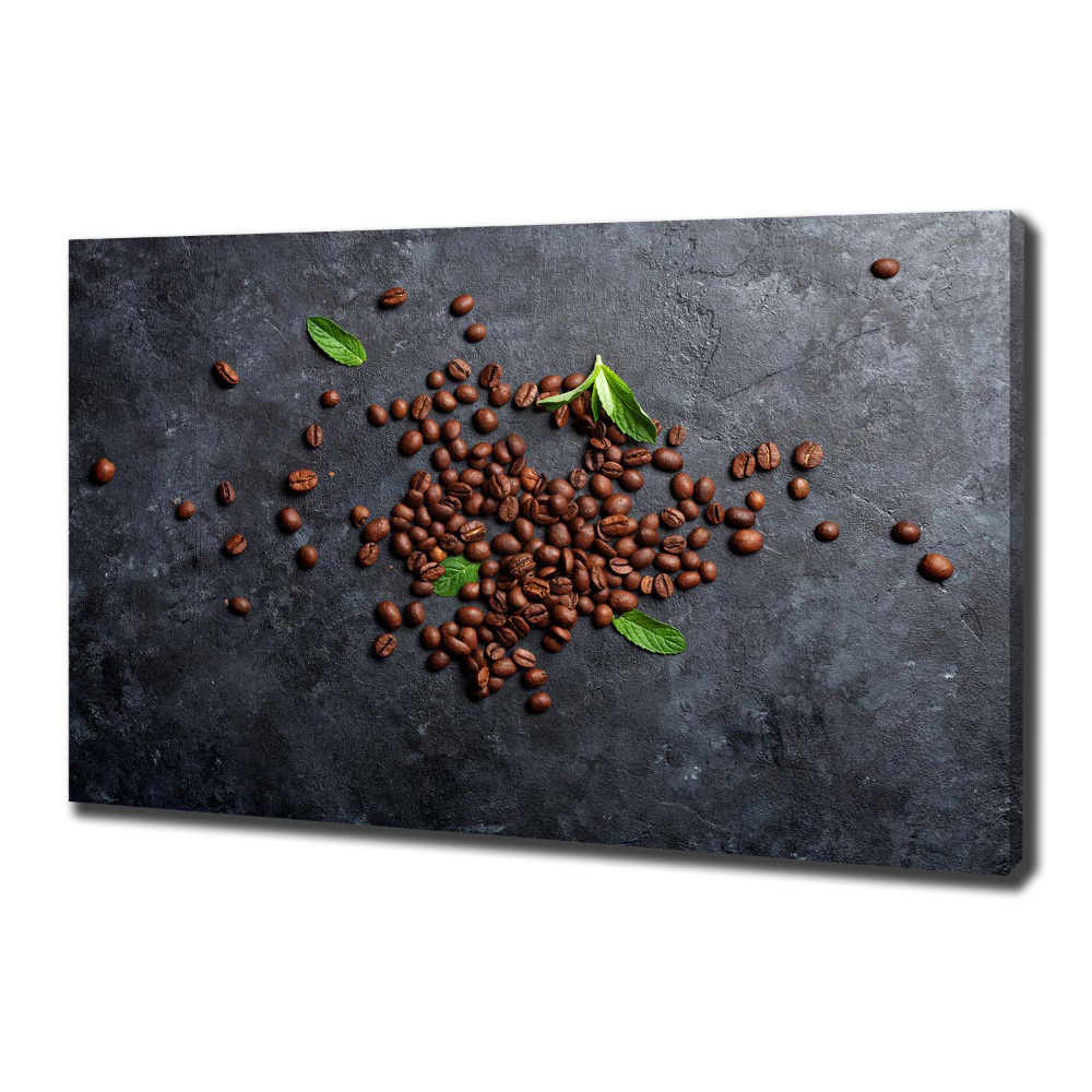 Tableau imprimé sur toile Grains de café fond en ciment