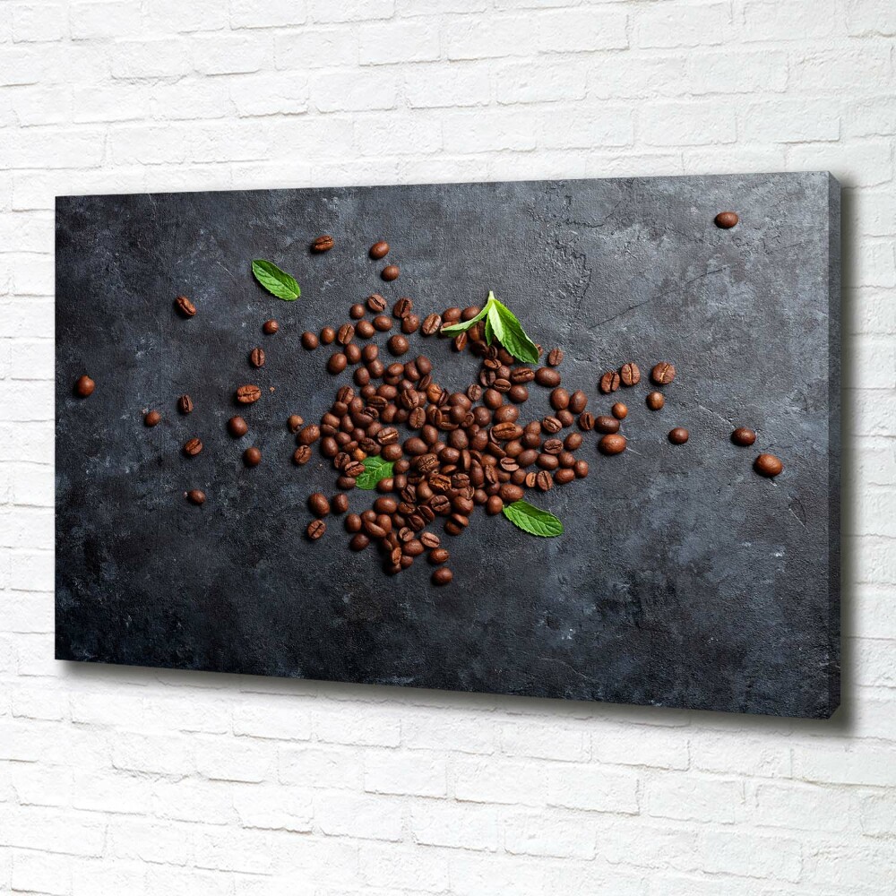 Tableau imprimé sur toile Grains de café fond en ciment