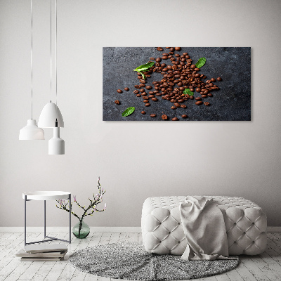 Tableau imprimé sur toile Grains de café fond en ciment