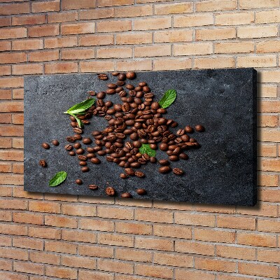 Tableau imprimé sur toile Grains de café fond en ciment