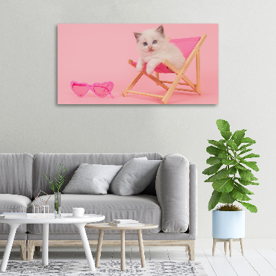 Tableau mural sur toile Chat sur une chaise longue